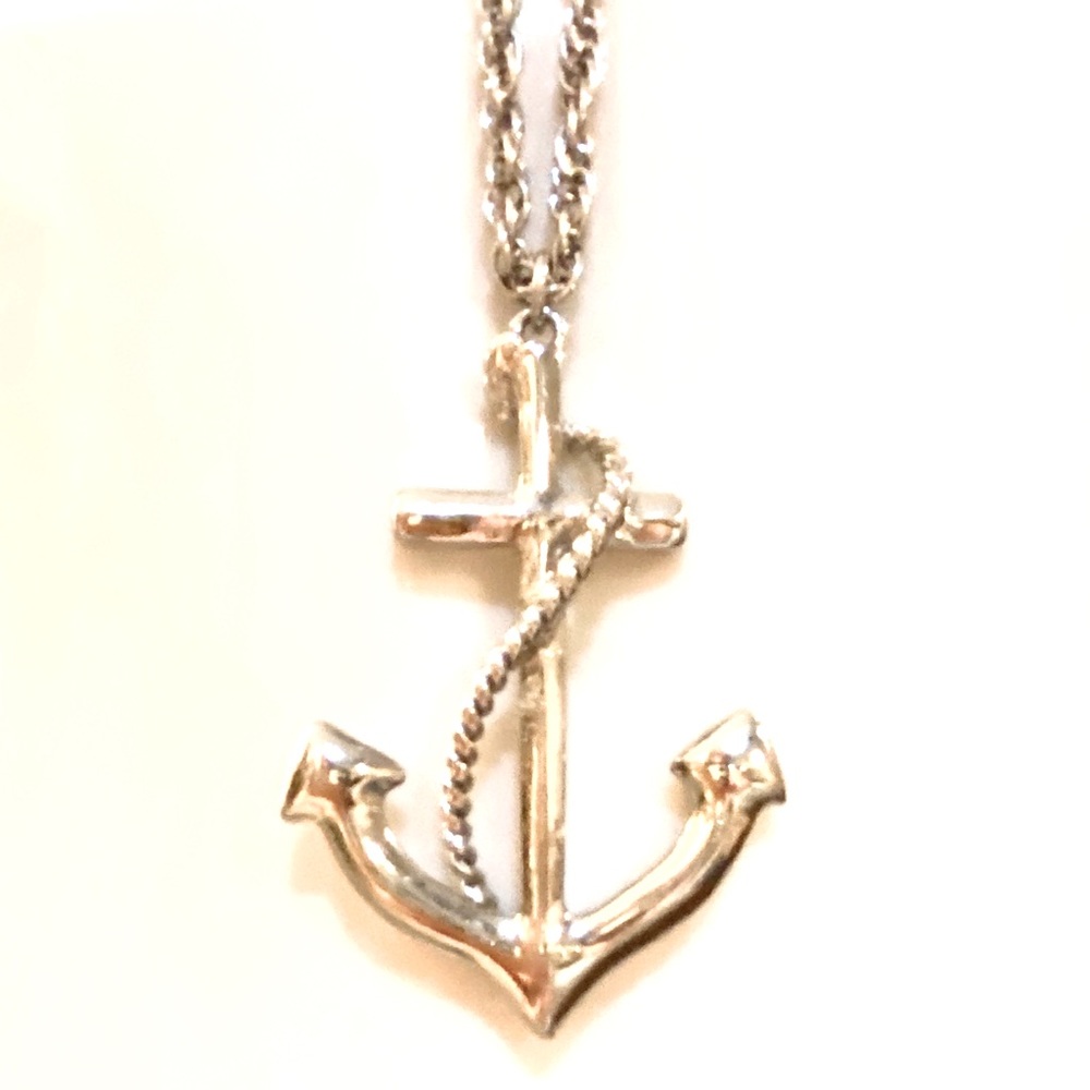 Loft Silver Long Chain Anchor Necklace